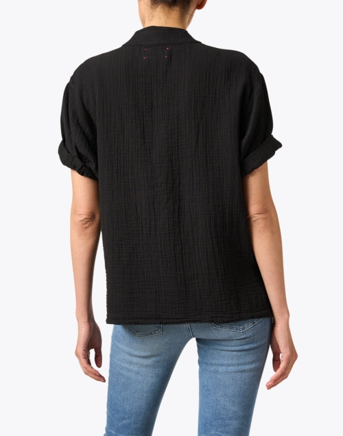 Stylish Avery Black V-Neck Cotton Top for Warm Weather