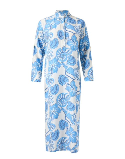 Stylish Traveler's Dress with Blue Hibiscus Print