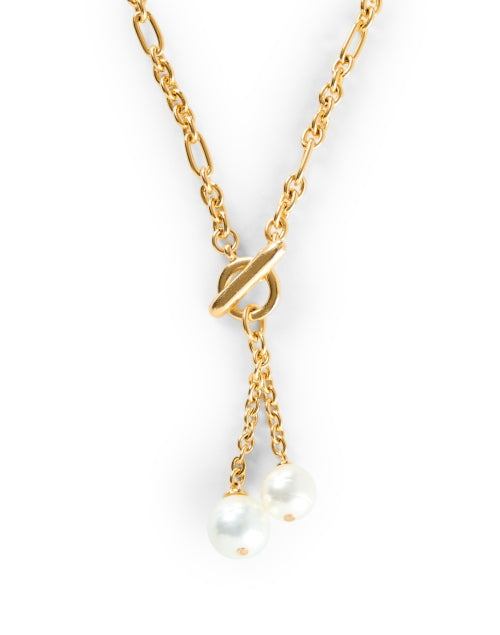 Exquisite Gold and Pearl Lariat Style Necklace for Daily Wear