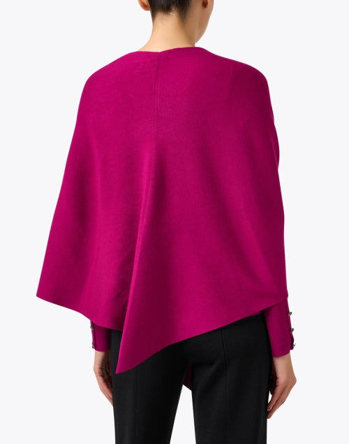 Stylish Magenta Knit Wrap with Modern Tab Closure for Cool Weather