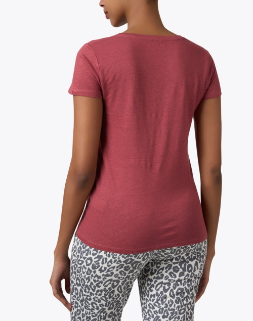 Red Stretch Linen Blend Men's Casual T-Shirt