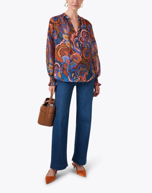 Stylish Morrisey Multi - Paisley Cotton Blouse with Balloon Sleeves