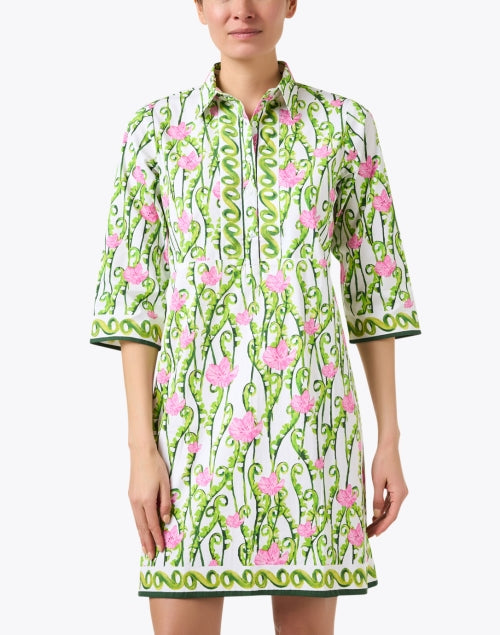 Stylish Pink and Green Floral Shift Dress for New Season