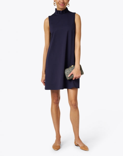 Avery Brand Navy Women's Ruffled Sleeveless Dress for Warm Weather