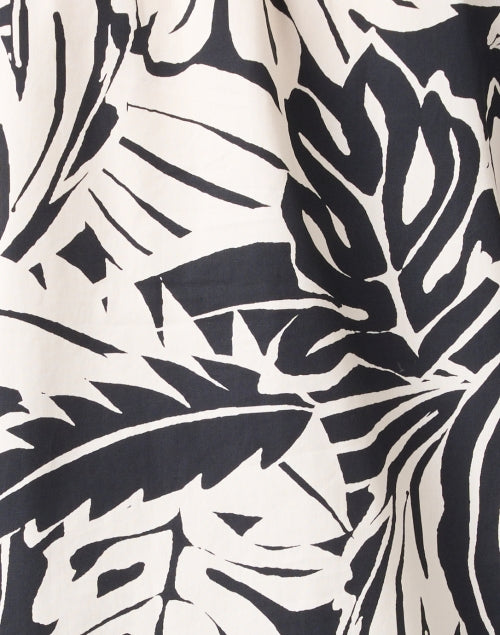 Stylish Asteria Black-and-White Palm Print Cotton Poplin Blouse