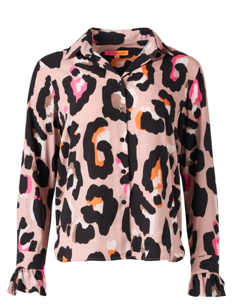 Vilagallo Women's Alba Leopard Print Button - Front Fashion Top
