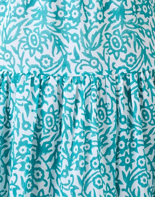 Stylish Cyprus Blue Floral Printed Midi Dress for Women