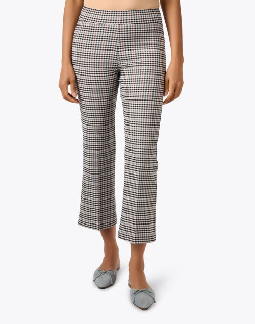 Leo Plaid Pattern Cropped Flare Style Women's Trousers