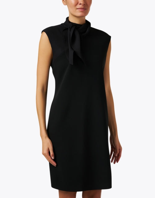 Elegant Black Scarf Tie Neck Sheath Dress for Women