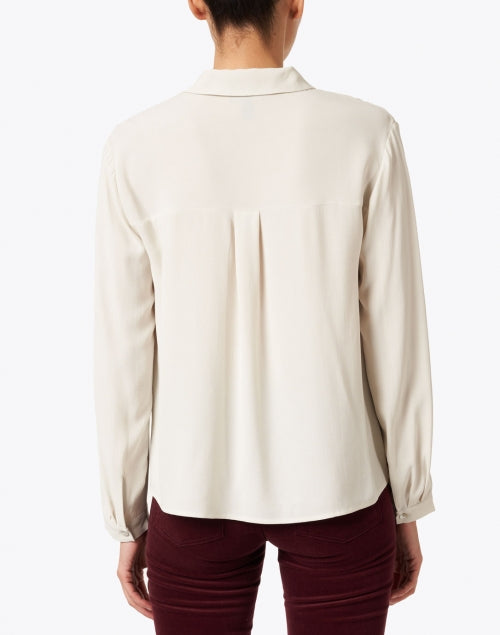 Exquisite Bone - White Silk Georgette Crepe Button - Down Top