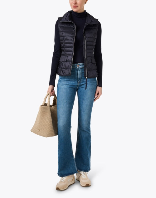 Marc Cain Navy Down-Filled Flattering Puffer Vest for Cold Weather