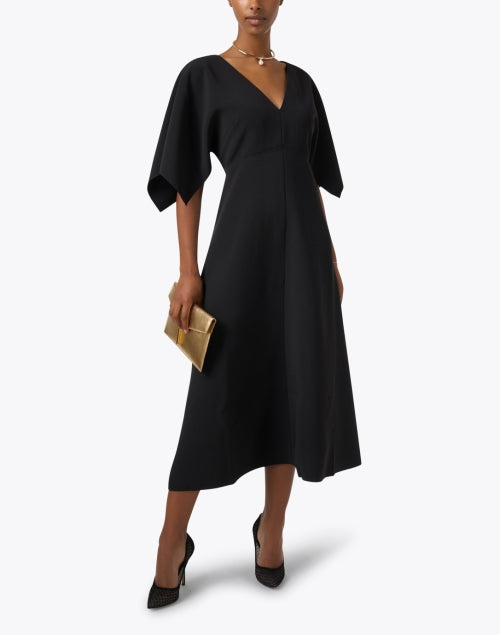 Stylish Black Cape Sleeve Women's Midi Dress