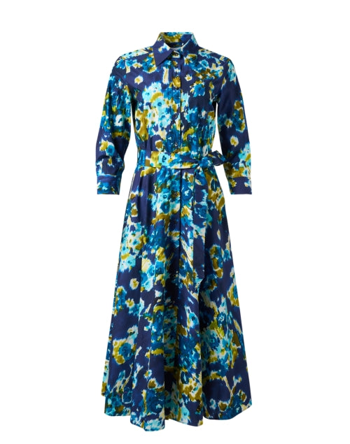 Stylish Davida Blue Multi - Print 100% Cotton Shirt Dress for Women