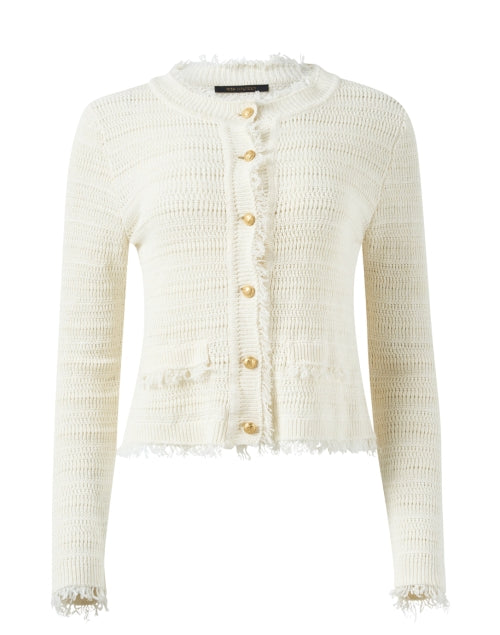 Taza Ivory-Colored Linen-Cotton Blend Women's Cardigan Sweater