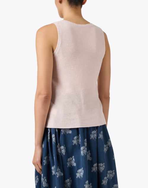 Stylish Samurai-inspired Pink Linen-Cotton Blend Sleeveless Sweater Top