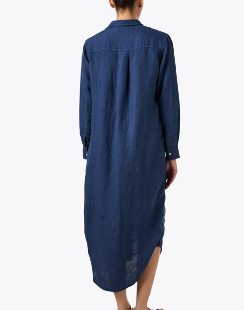 Navy Blue Linen Casual Shirt Dress for Rory Style