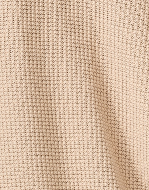 Soft Tan Cotton Waffle Knit V-Neck Relaxed Poncho