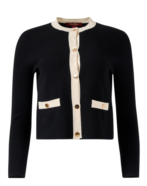 Stylish Max Mara Studio Agito Black and White Knit Cardigan for Fashionable Wear
