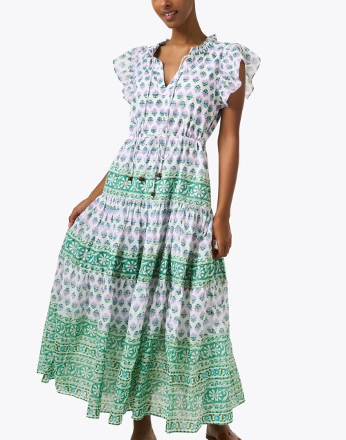 Oliphant Bloom Pink and Green Floral Printed Women's Dress for Various Occasions