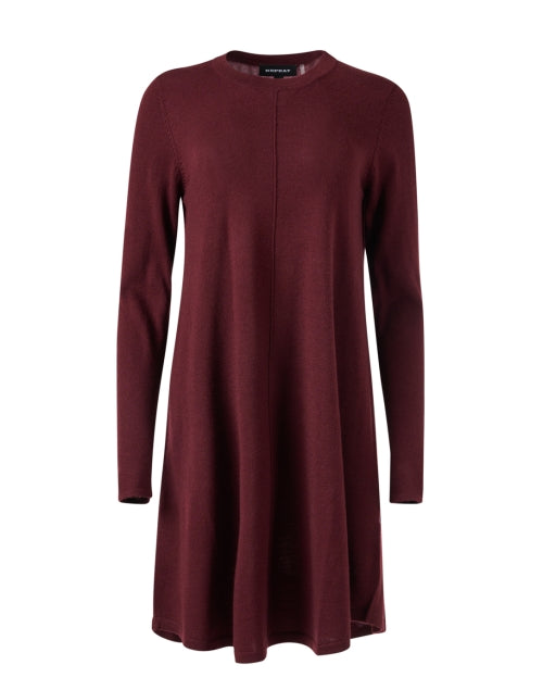 Stylish Maroon-colored Merino Wool Women's Swing Dress for Fall