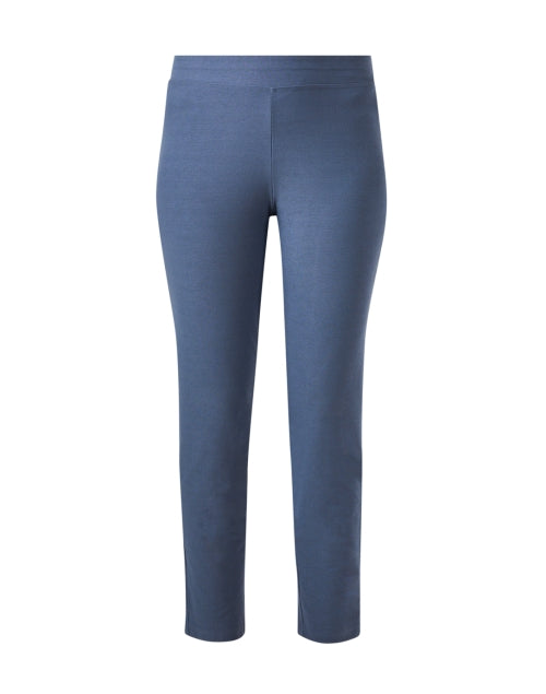 Blue Stretch Crepe Slim-Fit Cropped Ankle Pants for Effortless Style