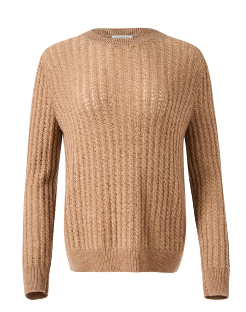 Lafayette 148 New York Camel - Blended Cashmere Men's and Women's Classic Cable - Knit Sweater