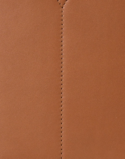 Veronica Beard's Small Luxury Tan Leather Crest Handbag for Modern Women