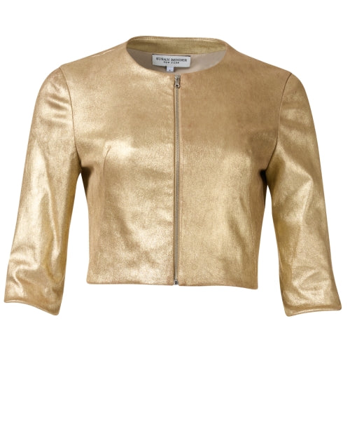 Gorgeous Metallic Leather Cropped Mica Jacket for Formal Events