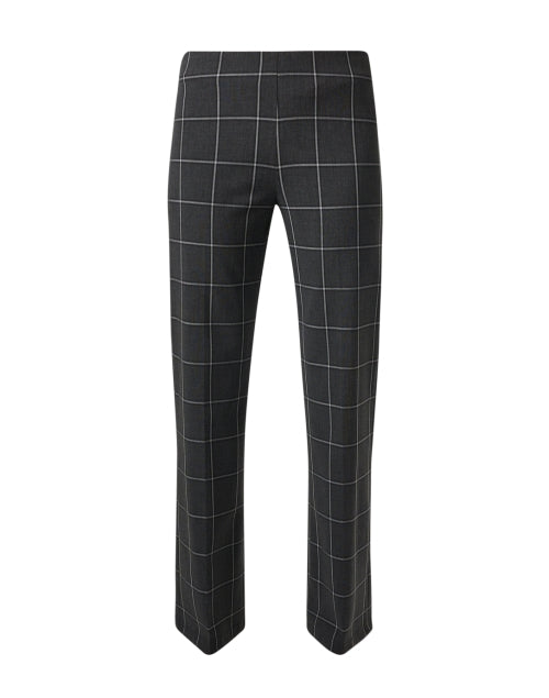 Jules Grey Windowpane Stretchable Knit Pull - On Wide - Leg Trousers