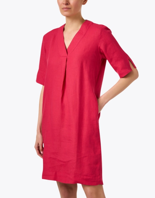 Elegant Rose Pink Women's Linen Summer Dress