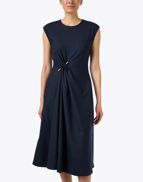 Navy Classic Pinstripe Women's Formal Dress