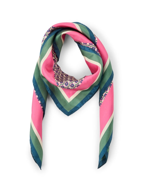 Lewis Silk Scarf in Pink with Multi - Print Design