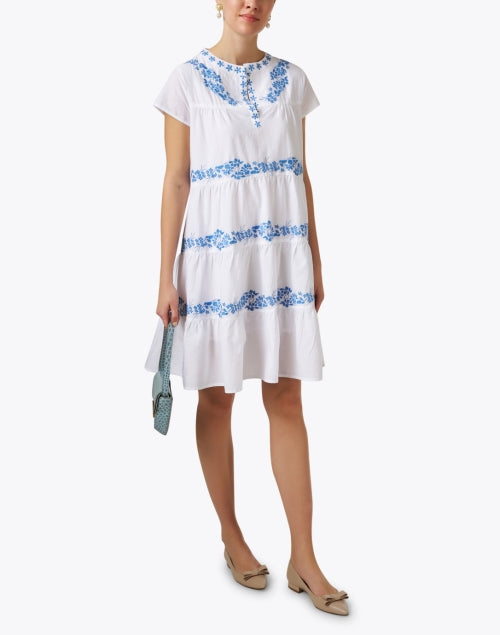 Isabel's Elegant White Cotton Embroidered Summer Dress