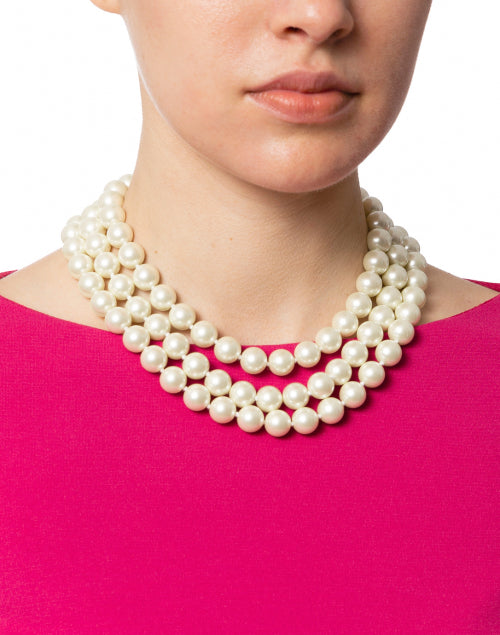 Elegant Pearl Three - Strand Necklace by Kenneth Jay Lane