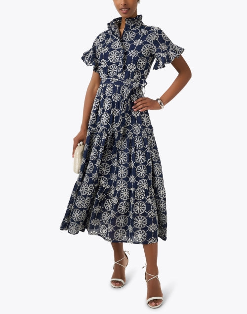 Navy Cotton Eyelet Sadie Dress for Stylish Occasions