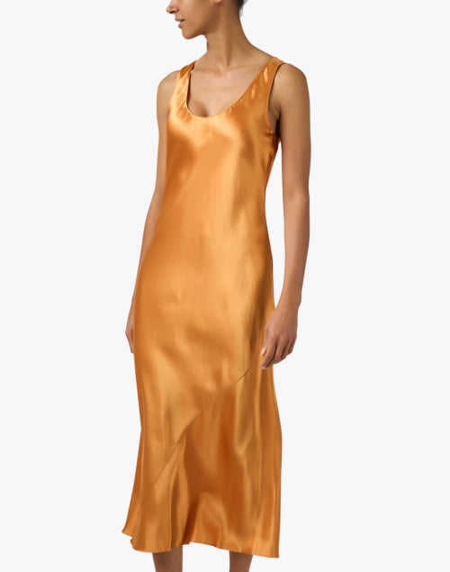 Stylish Marigold Orange Satin Women's Dress for the New Season