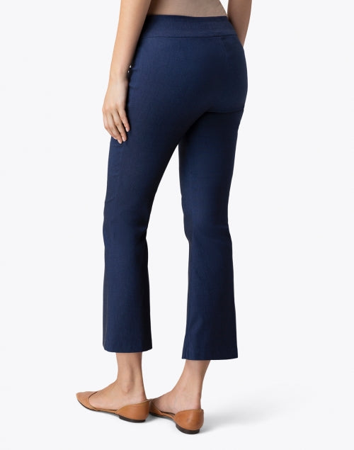 Stylish Indigo Stretch Pull-On Flared Crop Women's Trousers