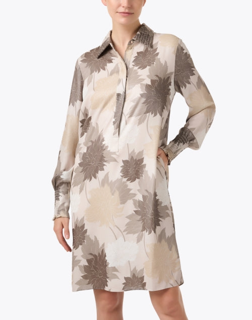 Stylish Women's Neutral Floral Pattern Print Shift Dress