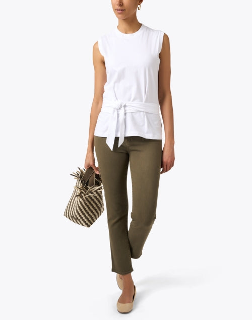 Mari High-Rise Lightweight Super Stretch Green Straight Leg Cropped Jeans