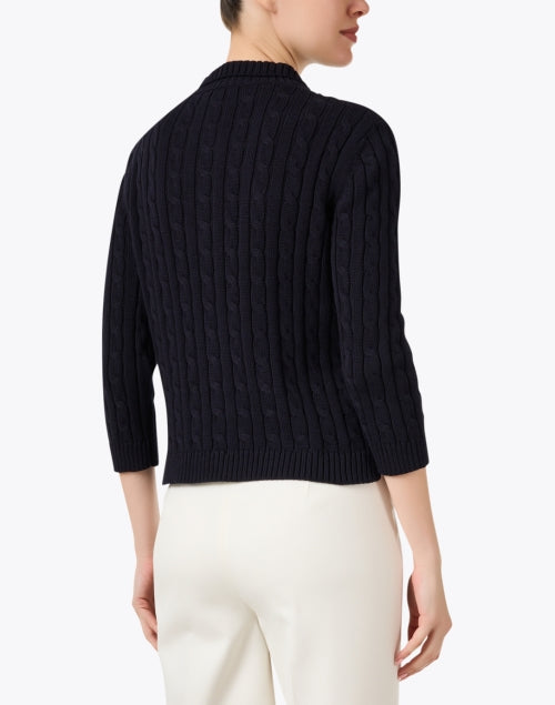 Salita Navy Colored Cable Knit Women's Fashion Jacket for Capsule Wardrobe