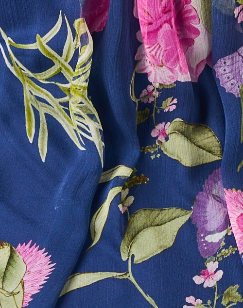Navy Floral Print Chiffon Women's Blouse by Karla