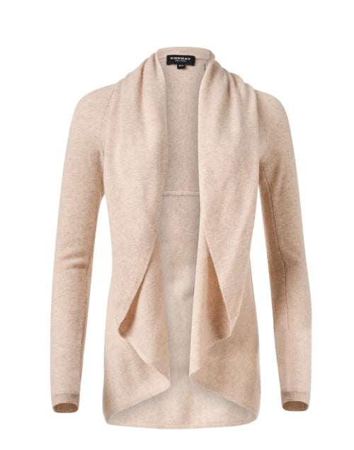Versatile Sand-Colored Cashmere Circular Knit Cardigan for a Polished Look