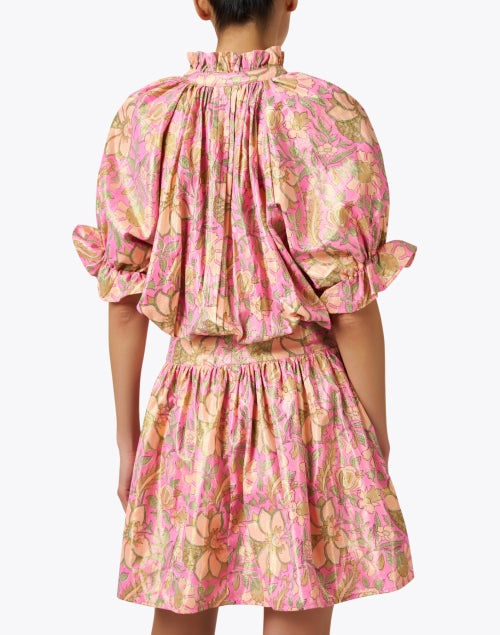 Stylish Pink and Yellow Printed Cotton Lamé Mini Dress for a Chic Look