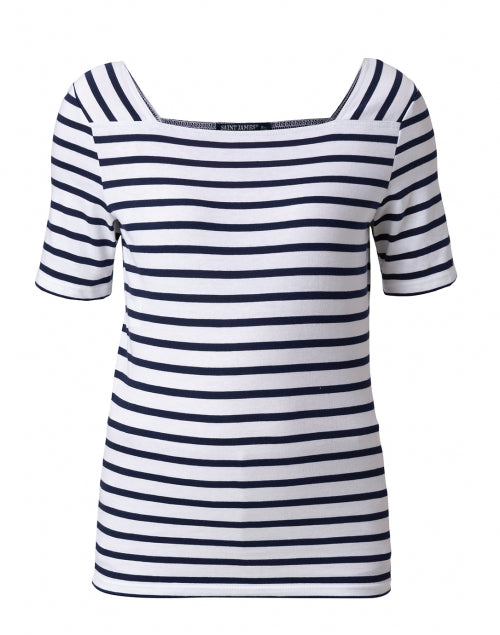 Stylish Pleneuf White and Navy Blue Striped Cotton Women's Top for Beach and Everyday Wear