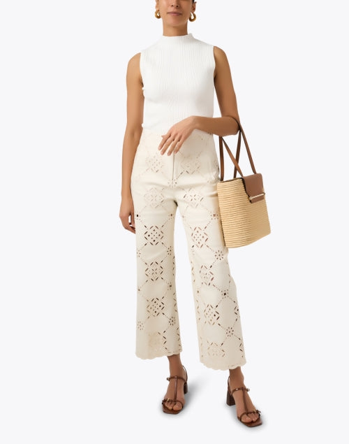 Veronica Beard Nellie Ivory Sleeveless Mock Neck Knit Women's Top