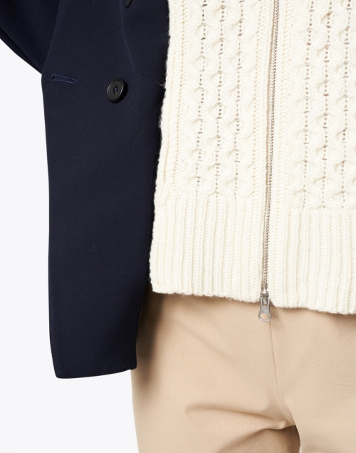Upstate Essential Ivory Soft Merino Wool Cable Knit Dickey for Cold Weather