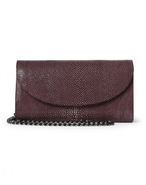Baby-Sized Grande Merlot-Colored Stingray Leather Clutch Bag