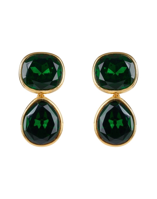 Gorgeous 22k Gold-Plated Emerald Green Crystal Drop Earrings by Kenneth Jay Lane