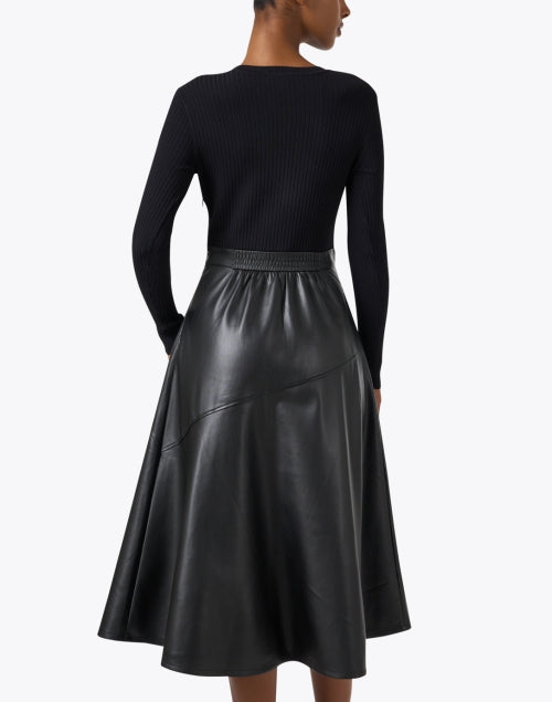 Stylish Black Knit and Leather Blend Lonnie Dress
