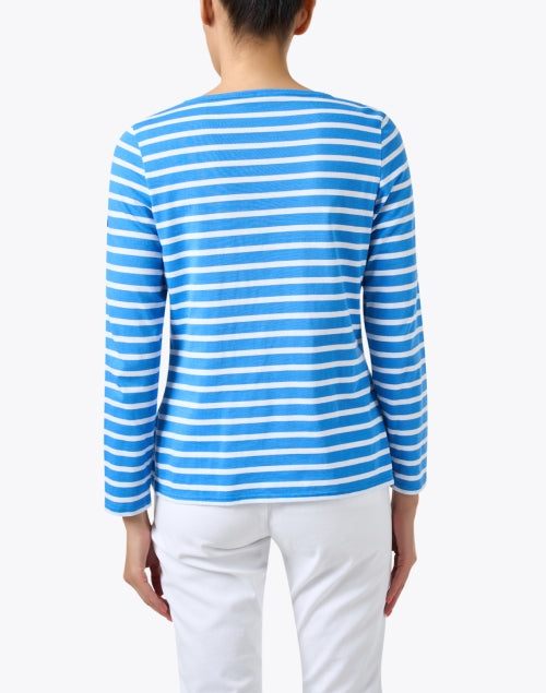 Minquidame Luxury Blue and White Striped Cotton Casual Top for Everyday Wear